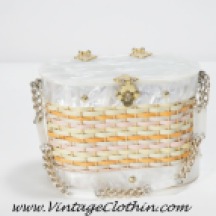 1950s Stylecraft Miami Lucite Basket Wicker Box Purse,