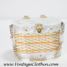 1950s Stylecraft Miami Lucite Basket Wicker Box Purse,