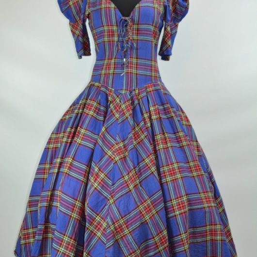 1980s does 1950s Karen Alexander Plaid Rockabilly Dress